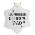 thumbnail image 1 of 3drose, Staffordshire Bull Terrier Dog Dad - Doggie by Breed - Muddy Brown Paw Prints Doggy Lover Pet Owner, 3 inch Snowflake Porcelain Ornament, 1 of 7