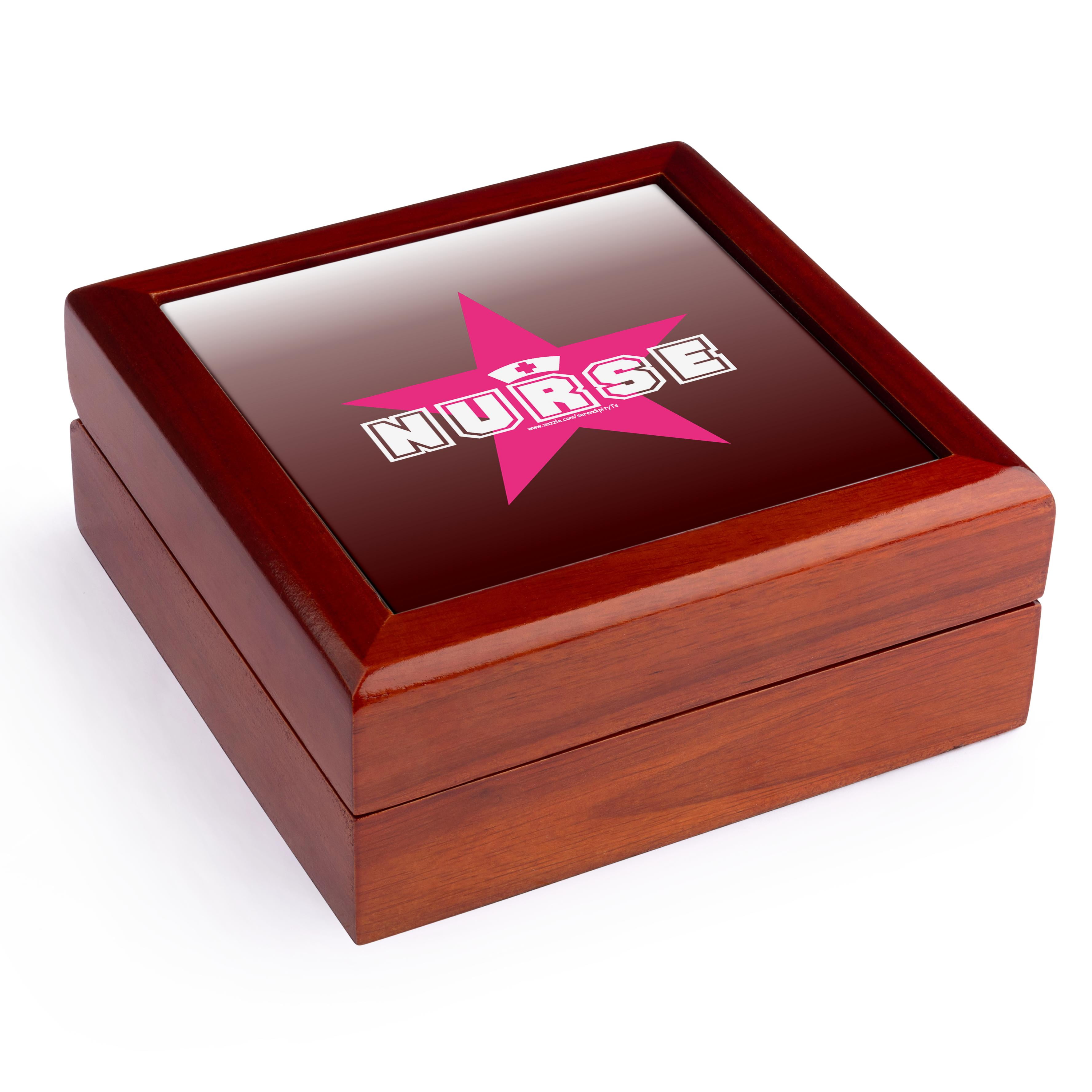 3dRose, Star Nurse, Jewelry Box 5.5x5.5 inch with 4 inch tile