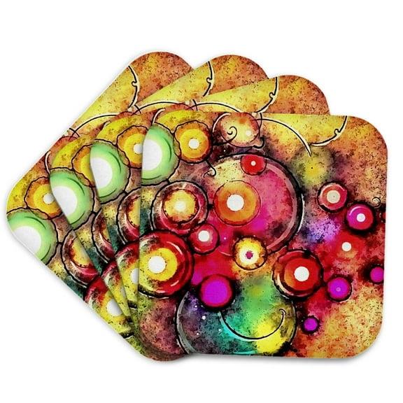 3drose, Starburst Mid-century Modern Pattern White and Black, Set of 4 Coasters - Soft