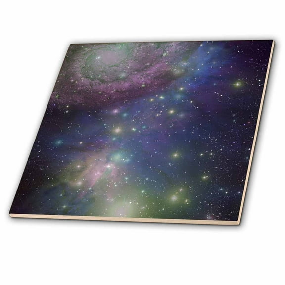 3dRose, Stars galaxies and nebulas - navy night sky blue and purple space photography collage - astronomy, 4 Inch Glass Tile