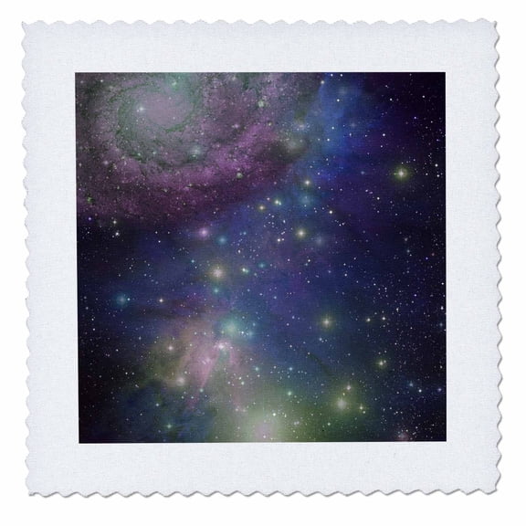 3dRose, Stars galaxies and nebulas - navy night sky blue and purple space photography collage - astronomy, 6x6 inch quilt square