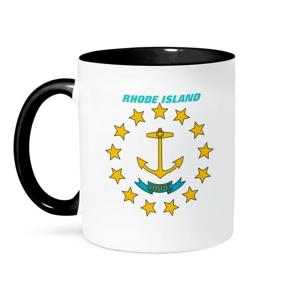 3dRose, State Flag Of Rhode Island, 15oz Two-Tone Black Mug