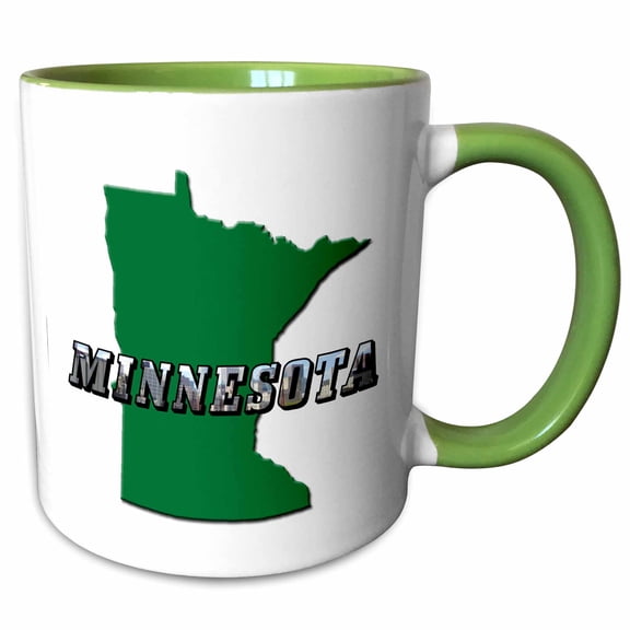 3drose, State Map and Picture Text of Minnesota, 11oz Two-tone Green Mug