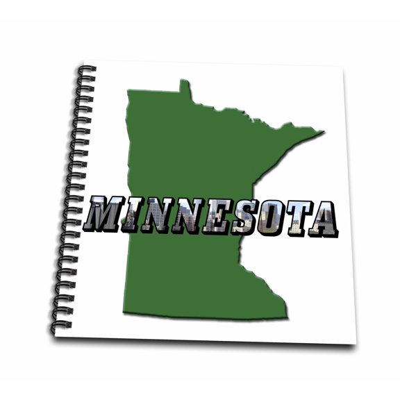 3dRose, State Map and Picture Text of Minnesota, Drawing Book 8 x 8 inch