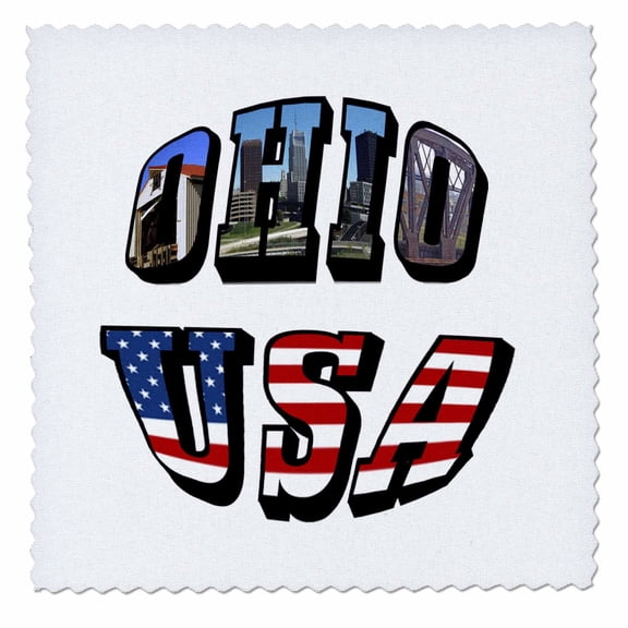 3dRose, State Map and Picture Text of Ohio, 10x10 inch quilt square