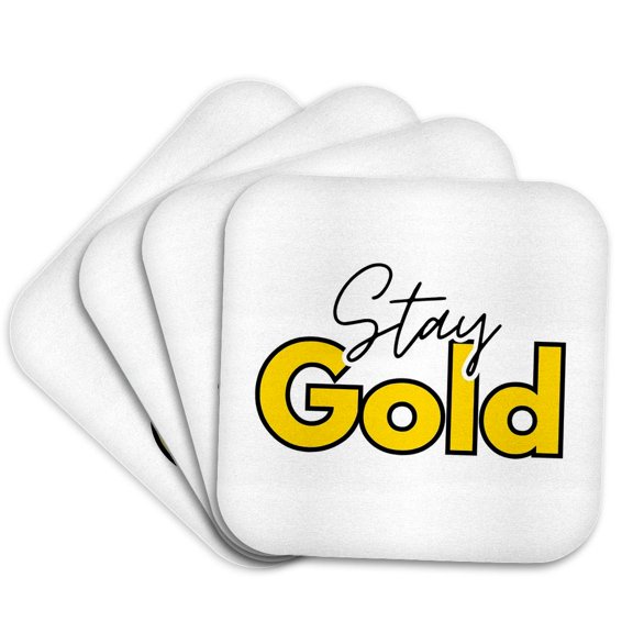 3drose, Stay Gold Typography, Set of 4 Coasters - Soft