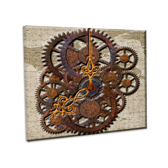 3dRose, Steam Punk cog wheels in Bronze , Museum Grade Canvas Wrap 10x8