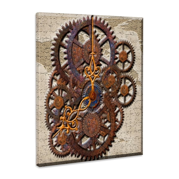 3dRose, Steam Punk cog wheels in Bronze , Museum Grade Canvas Wrap 8x10