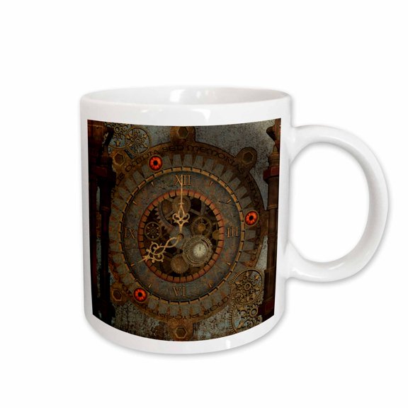 3drose, Steampunk Clockwork in Rusty Metal, 15oz Mug