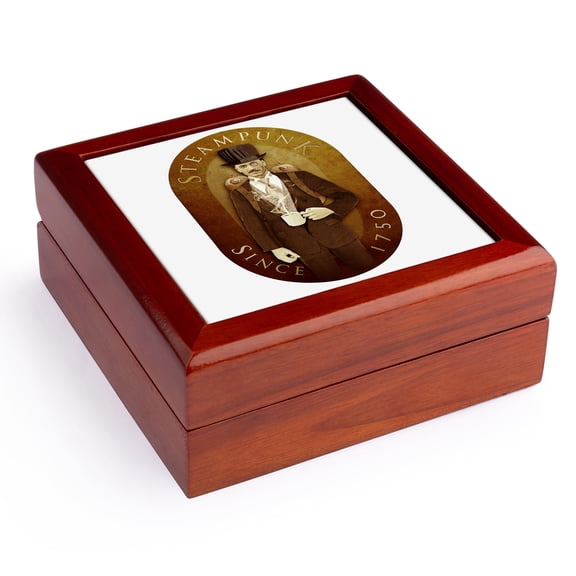 3dRose, Steampunk, Jewelry Box 5.5x5.5 inch with 4 inch tile