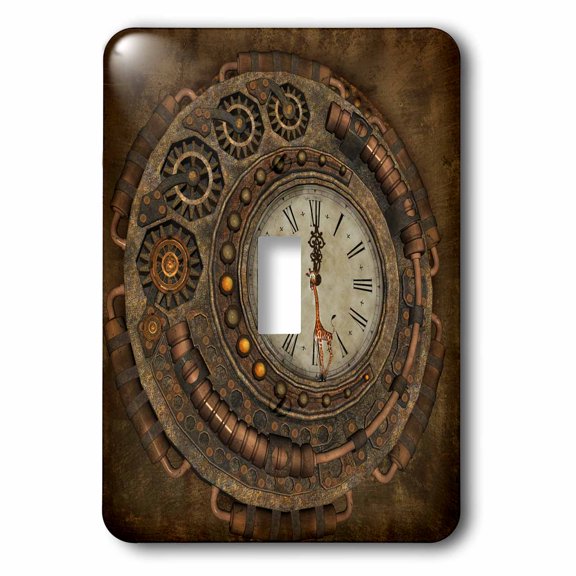 3dRose, Steampunk, awesome clock with cute giraffe, single toggle switch