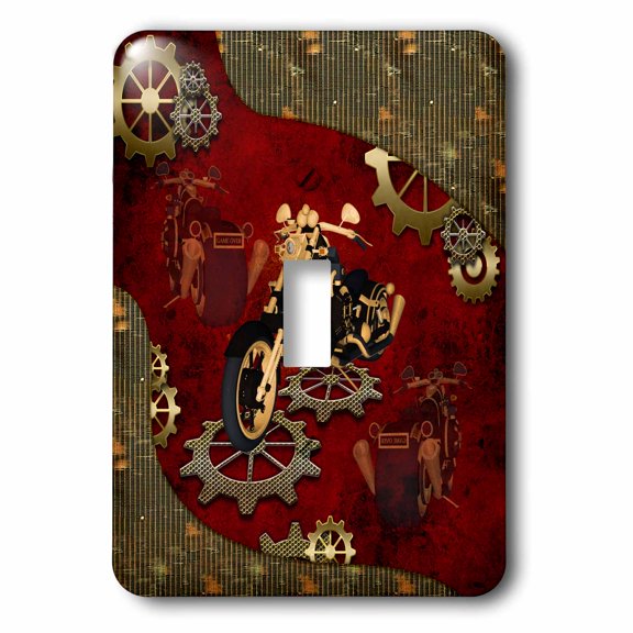 3dRose, Steampunk, awesome motorcycle with gears, single toggle switch