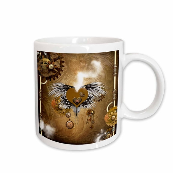 3drose, Steampunk, Beautiful Heart Clocks and Gears, 15oz Mug