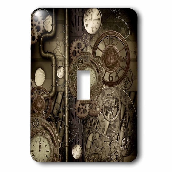 3dRose, Steampunk design, clocks and gears, single toggle switch