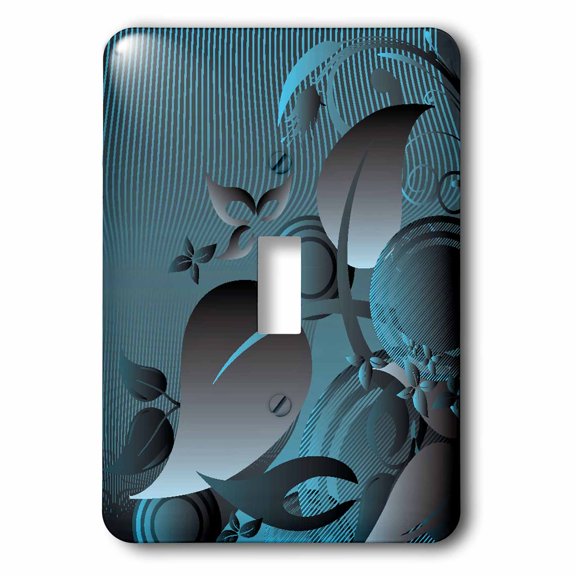 3dRose, Steel Gray and Blue Leaves and Circles Design, single toggle switch