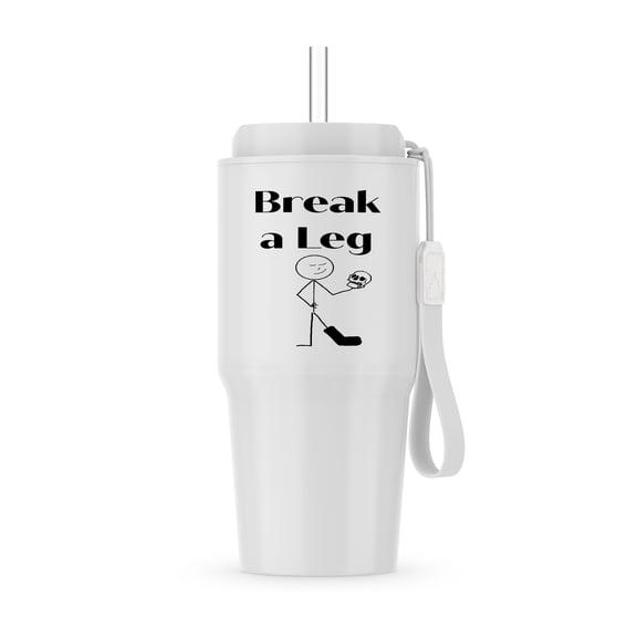 Stick Figure With Broken Leg And Scull With Text, 20oz Tumbler