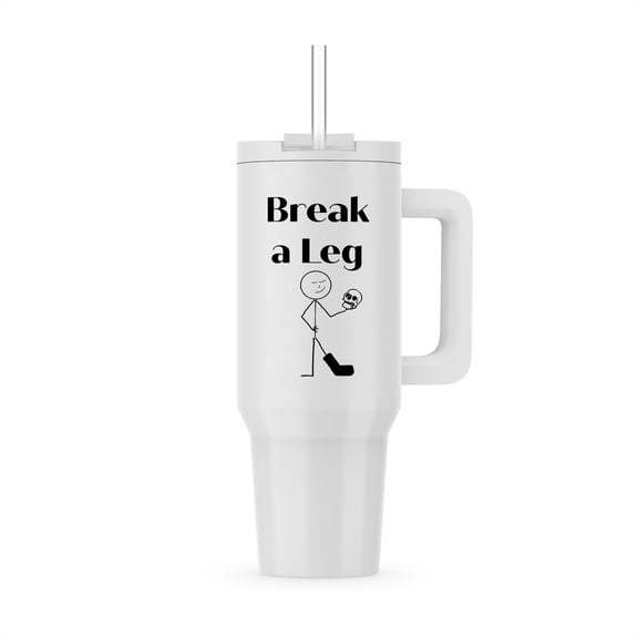 3dRose, Stick Figure With Broken Leg And Scull With Text, 40oz Tumbler