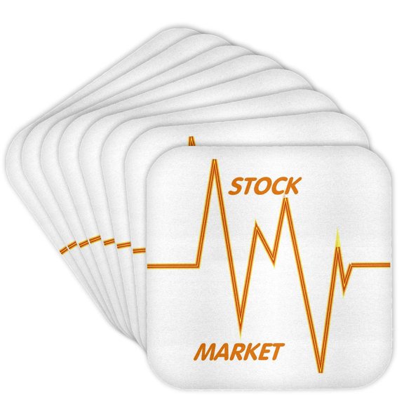 3dRose, Stock Market Words n Graph, Set of 8 Coasters - Soft