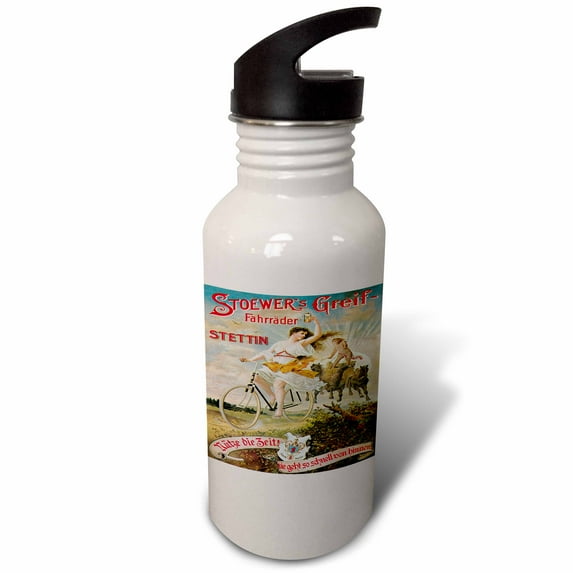 3dRose Stoewers Greif-Fahrrader Stettin German Bicycle Advertising Poster, Sports Water Bottle, 21oz
