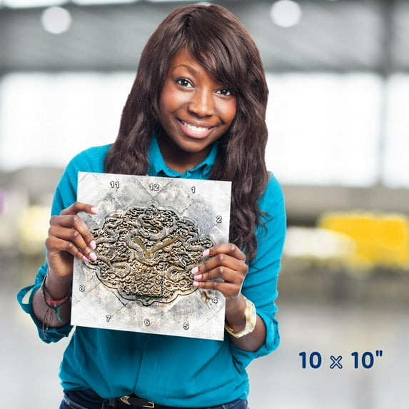 3dRose, Stone Dragon Sculpture, 10x10 Wall Clock