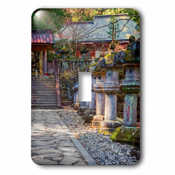 3dRose, Stone path leading to red Japanese temple, single toggle switch