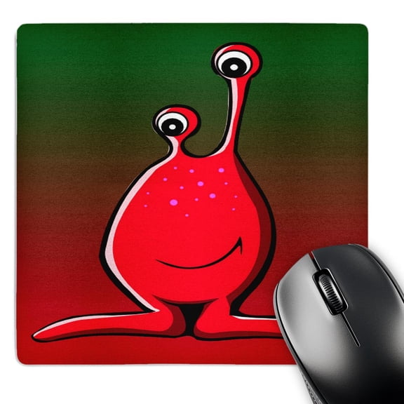3dRose, Strange Red Monster with Colorful Green and Red Background, MousePad