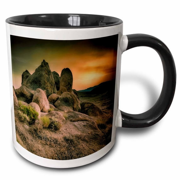 3drose, Striking Rock Formation at Alabama Hills in California, 15oz Two-tone Black Mug