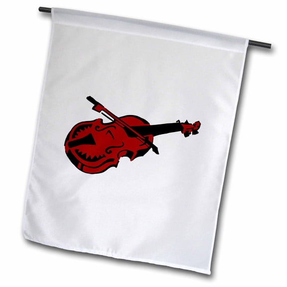 3dRose, Stringed black dark red instrument violin bow, 12 x 18 inch Garden Flag