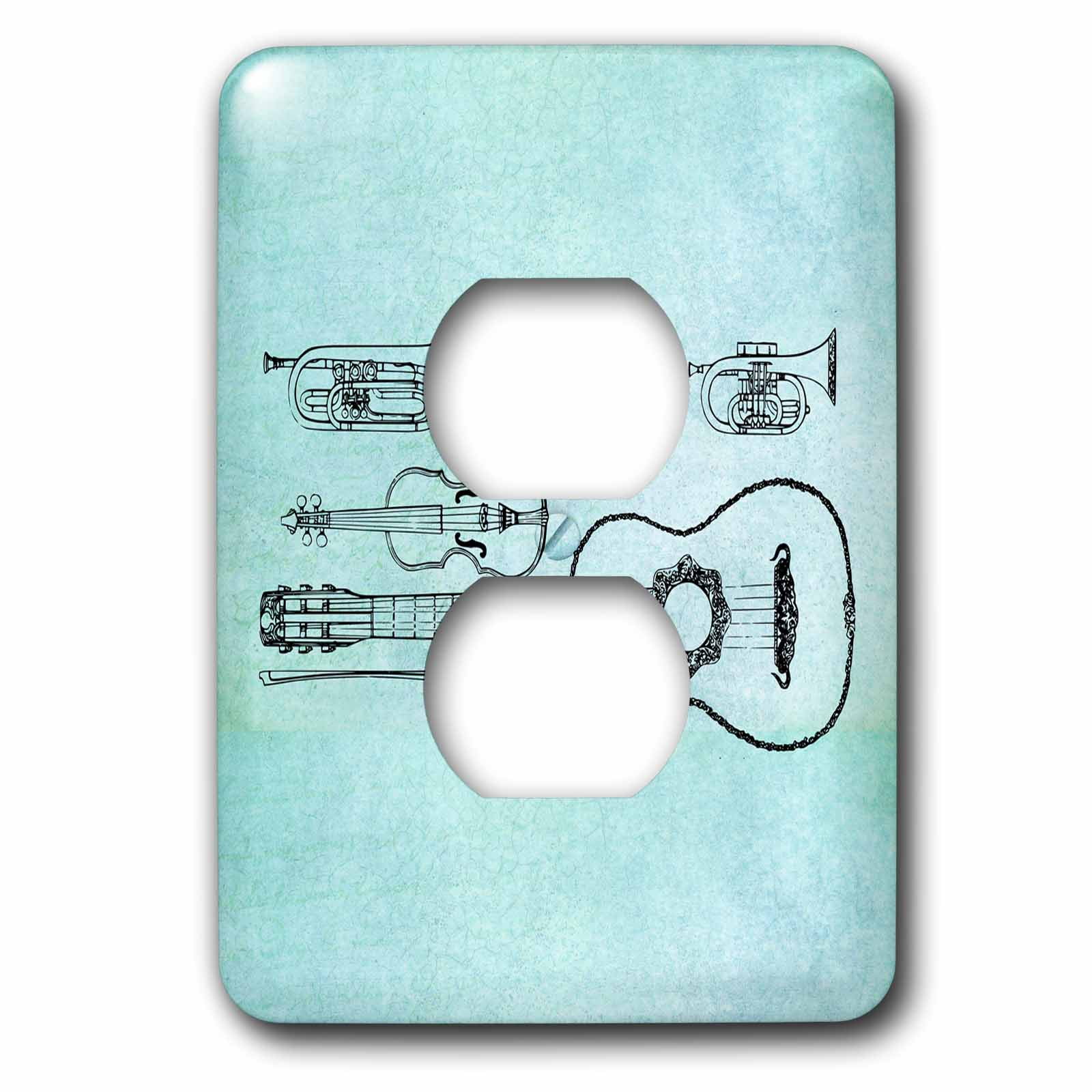 3dRose, Strings and Horns musical instruments, 2 plug outlet cover ...