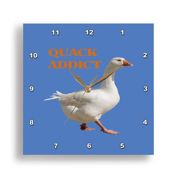 3dRose, Strolling Duck Quack Addict Pun Pet Duck Lover Humor, 10x10 Wall Clock