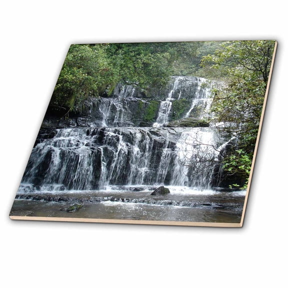 3dRose, Stunning Purakaunui Waterfall Rainforest of the Catlins New Zealand, 12 Inch Ceramic Tile