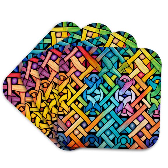 3drose, Stunning Colorful Traditional Celtic Pattern, Decorative Artsy Gift, Set of 4 Coasters - Soft