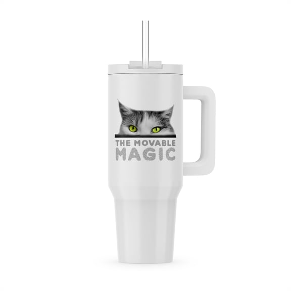 3dRose, Stunning green eyed cat. The movable magic. Funny, positive gift, 30oz Tumbler