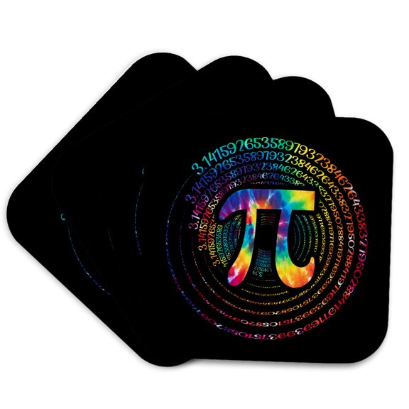 3drose, Stunning Helix of Number Pi Digits, and a Colorful Pi Symbol Design, Set of 4 Coasters - Soft