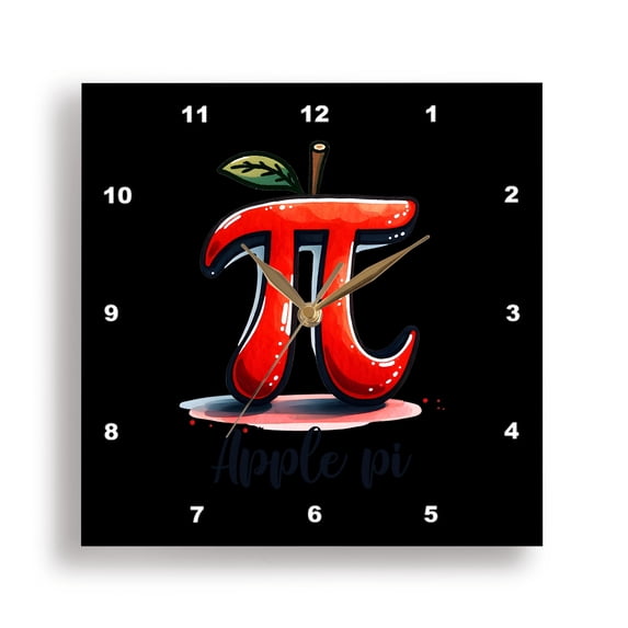 3dRose, Stylish Pi apple, to commemorate mathematical Pi day on March 14 gift, 13x13 Wall Clock