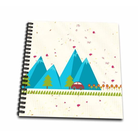 3dRose, Summer Road Trip Vacation Vector Illustration, Drawing Book 8 x 8 inch