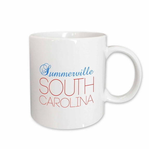 3drose, Summerville South Carolina Blue, Red Text. Patriotic Home Town Design, 15oz Mug