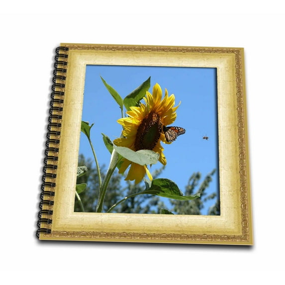 3dRose, Sunflower with Butterfly, Memory Book 12 x 12 inch