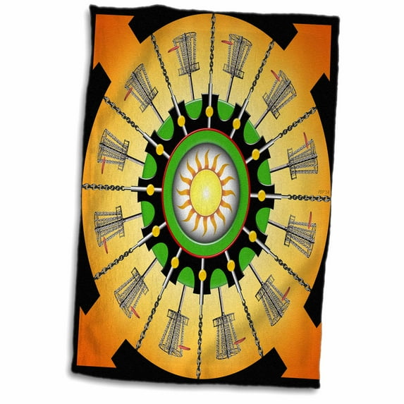 3dRose, Sunny Baskets - frisbee disc golf baskets with putters and chains, 15x22 Hand Towel