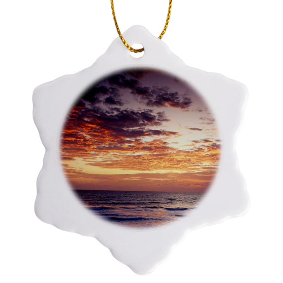 3drose, Sunrise over Atlantic Ocean, Florida, Usa - Us10 Aje0279 - Adam Jones, 3 inch Snowflake Porcelain Ornament