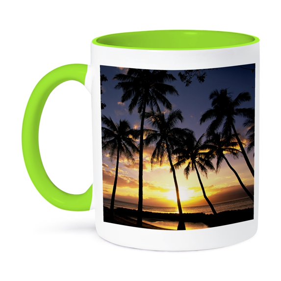 3dRose, Sunset Lahaina Maui Hawaii - US12 DPB0436 - Douglas Peebles, 15oz Two-Tone Green Mug