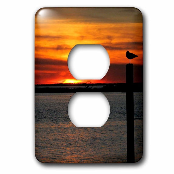 3dRose, Sunset Orance Ocean Bird Water Silhouette , 2 plug outlet cover