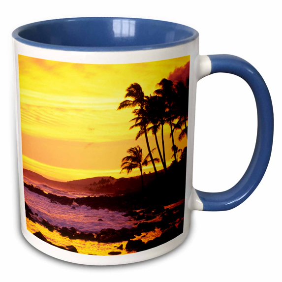 3drose, Sunset Poipu Kauai Hawaii - Us12 Dpb0453 - Douglas Peebles, 15oz Two-tone Blue Mug