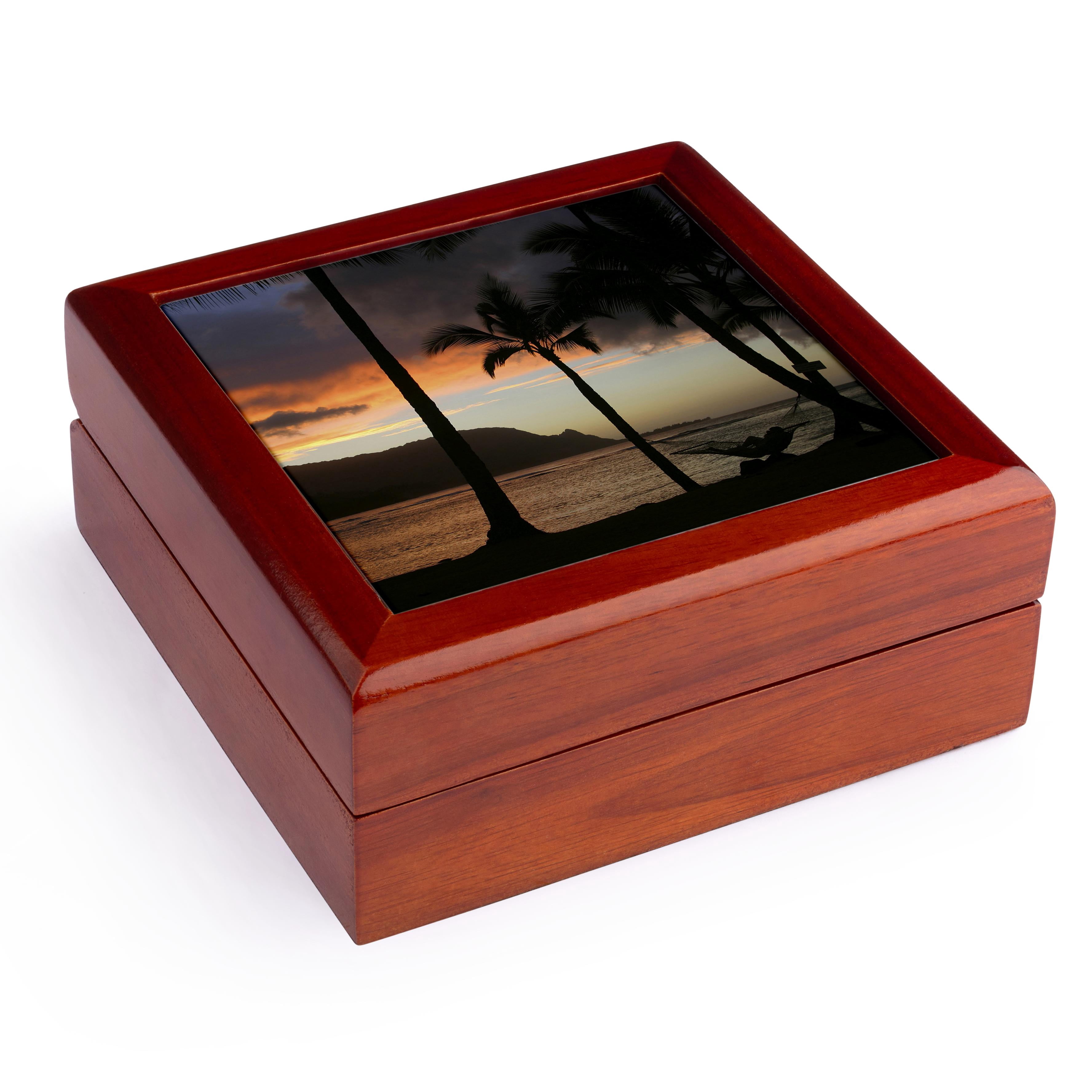 3dRose, Sunset, Princeville, Hanalei Bay, Kauai, Hawaii - US12 DPB0133 - Douglas Peebles, Jewelry Box 5.5x5.5 inch with 4 inch tile