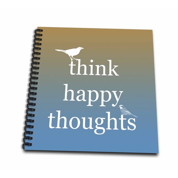3dRose, Sunset Think Happy Thoughts Birds Inspirational Art, Mini Notepad 4 x 4 inch
