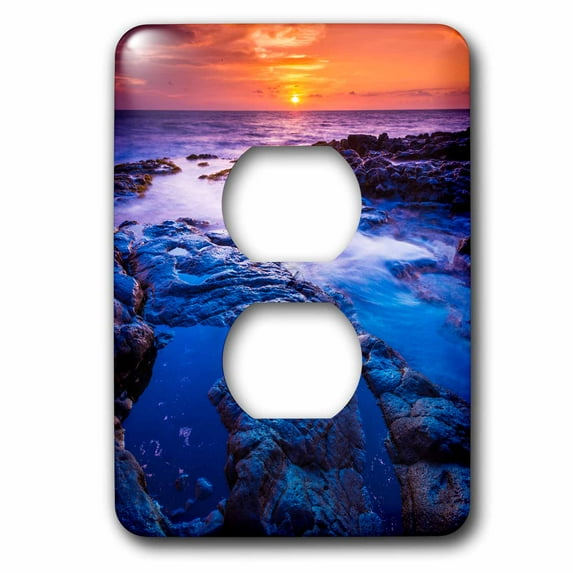 3dRose, Sunset and tide pool above the Pacific, Kailua-Kona, Hawaii, 2 plug outlet cover