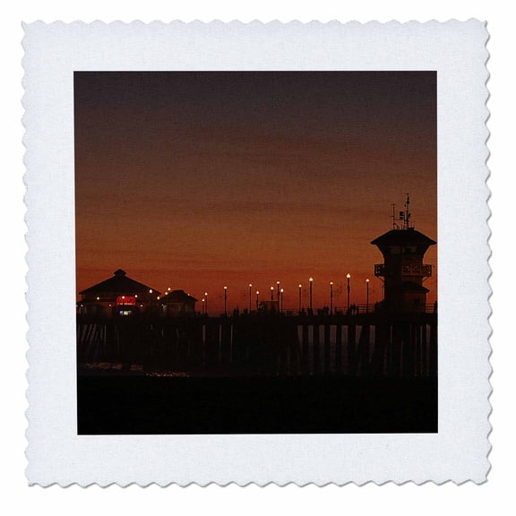 3dRose, Sunset by California Pier, 6x6 inch quilt square