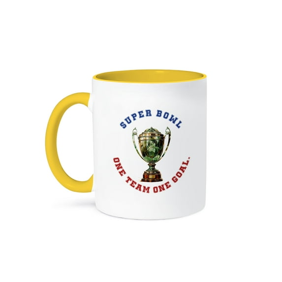 3dRose, Super bowl. One team one goal and an art of a bowl football charm, 11oz Two-Tone Yellow Mug