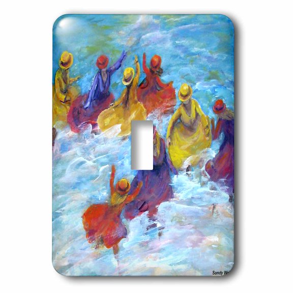3dRose, Surf Dancers, girls in jewel colored dresses play in ocean, single toggle switch