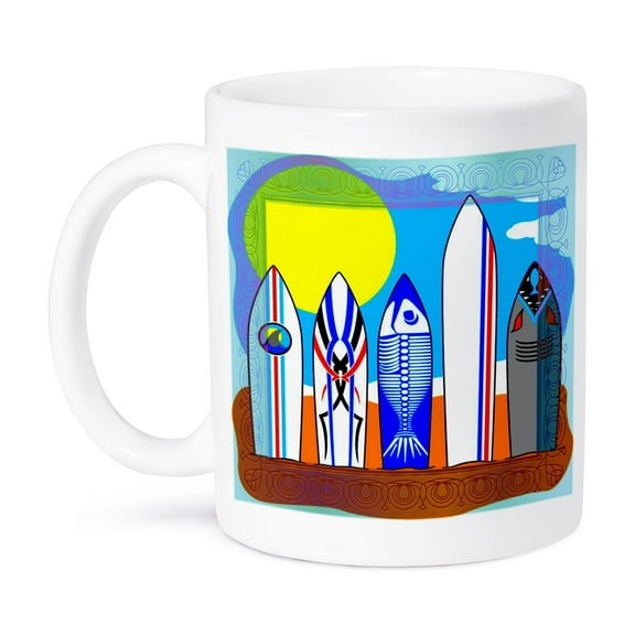 3dRose, Surfboard line up clip art, 11oz Mug